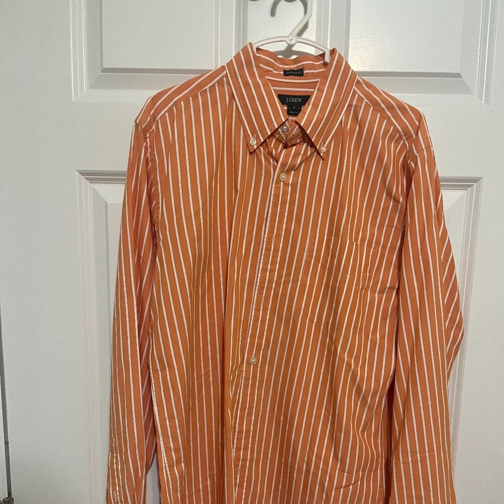 J Crew Orange/White stripes size M Tailored Fit